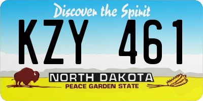 ND license plate KZY461