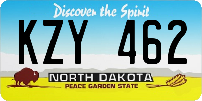 ND license plate KZY462