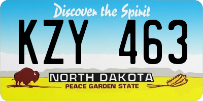 ND license plate KZY463