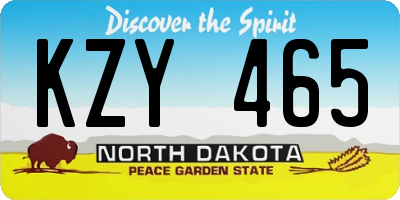 ND license plate KZY465