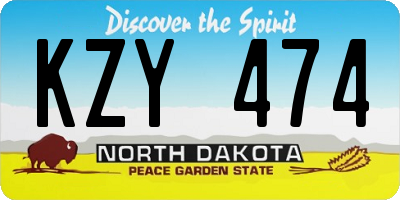 ND license plate KZY474