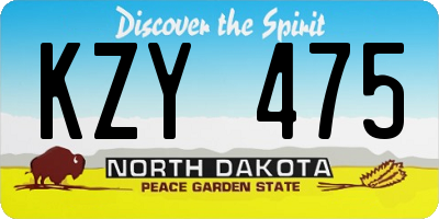 ND license plate KZY475