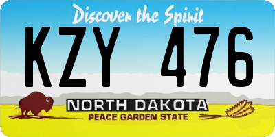 ND license plate KZY476