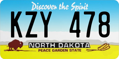 ND license plate KZY478