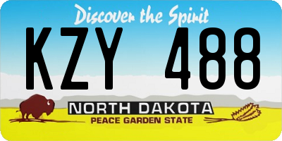 ND license plate KZY488