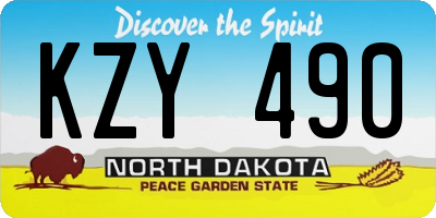 ND license plate KZY490