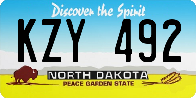 ND license plate KZY492