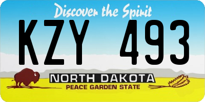 ND license plate KZY493
