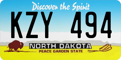 ND license plate KZY494