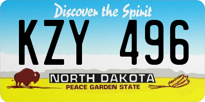 ND license plate KZY496