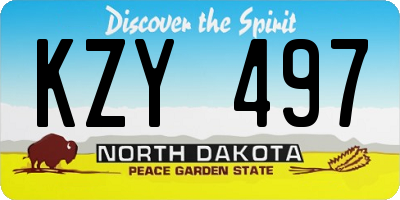 ND license plate KZY497