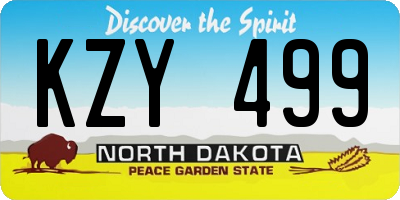 ND license plate KZY499