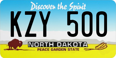 ND license plate KZY500