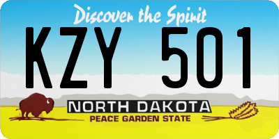 ND license plate KZY501