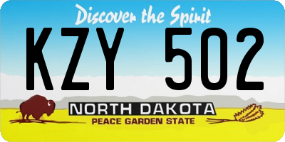 ND license plate KZY502