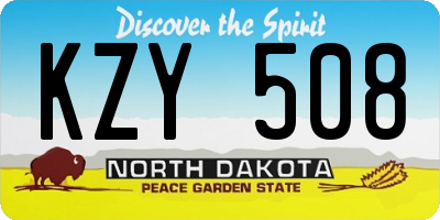 ND license plate KZY508