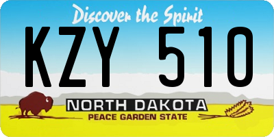 ND license plate KZY510