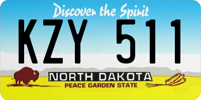 ND license plate KZY511