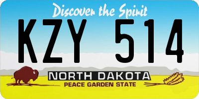 ND license plate KZY514