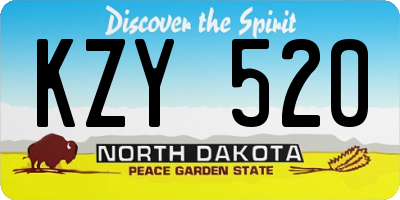 ND license plate KZY520