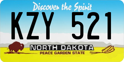 ND license plate KZY521
