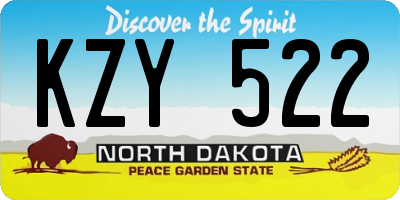ND license plate KZY522
