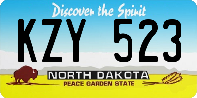 ND license plate KZY523