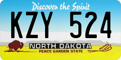 ND license plate KZY524