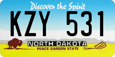 ND license plate KZY531