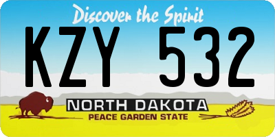 ND license plate KZY532