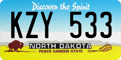 ND license plate KZY533