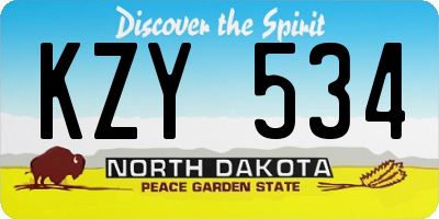 ND license plate KZY534