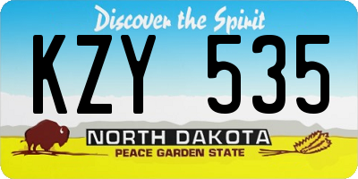ND license plate KZY535