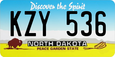 ND license plate KZY536