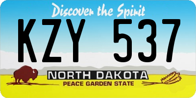 ND license plate KZY537