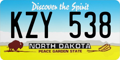 ND license plate KZY538