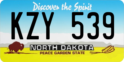ND license plate KZY539