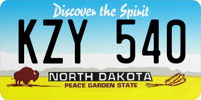 ND license plate KZY540