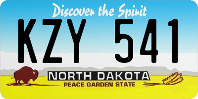 ND license plate KZY541
