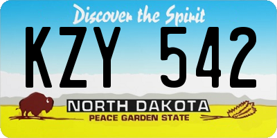 ND license plate KZY542