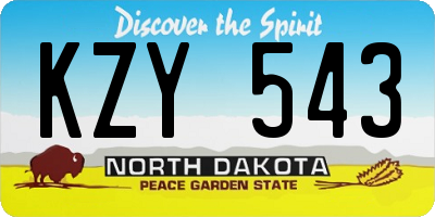 ND license plate KZY543