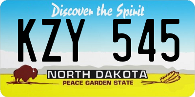 ND license plate KZY545