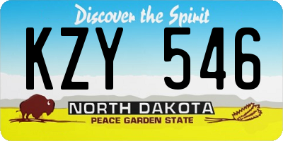 ND license plate KZY546