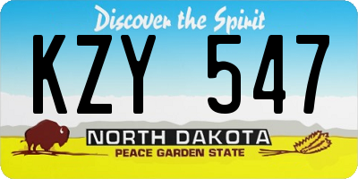 ND license plate KZY547