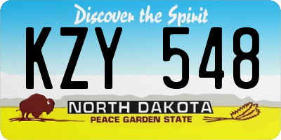 ND license plate KZY548