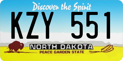 ND license plate KZY551