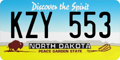 ND license plate KZY553