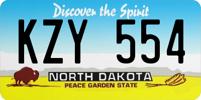 ND license plate KZY554