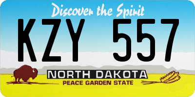 ND license plate KZY557