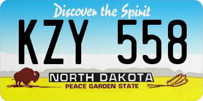 ND license plate KZY558